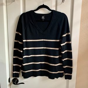 Bobeau V-neck Striped Sweater